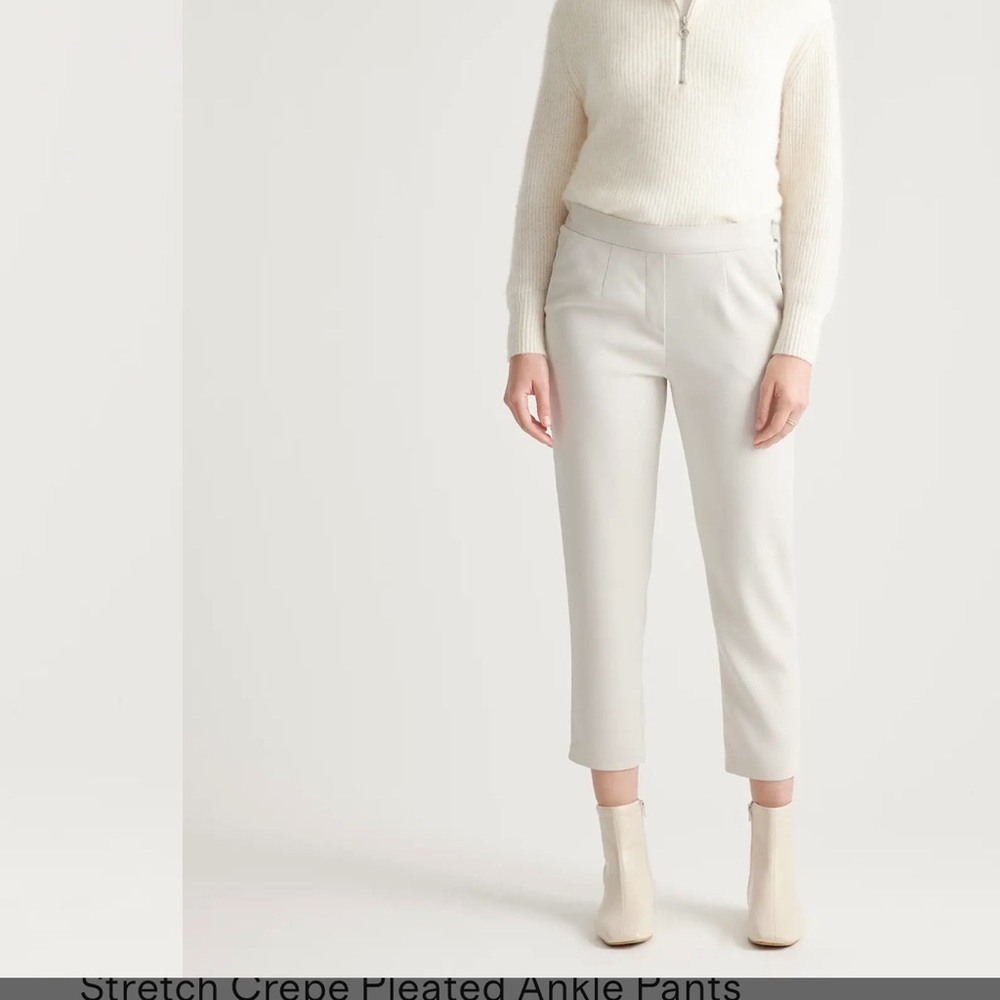 Quince Women's Stretch Crepe Pleated Ankle Pants Sand sz 16
